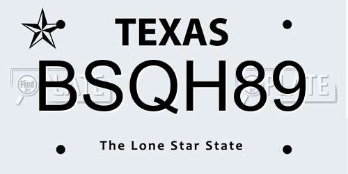 BSQH89 Texas License Plate