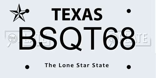BSQT68 Texas License Plate