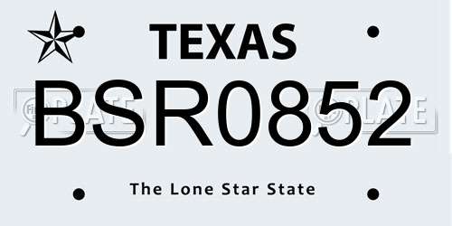 BSR0852 Texas License Plate