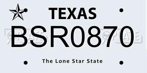 BSR0870 Texas License Plate