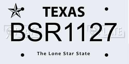 BSR1127 Texas License Plate