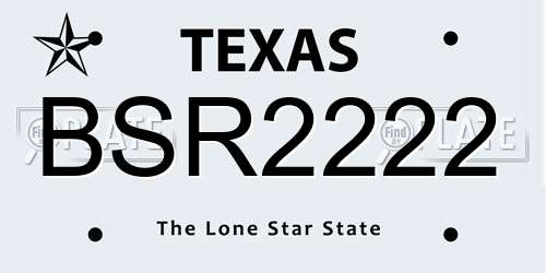 BSR2222 Texas License Plate