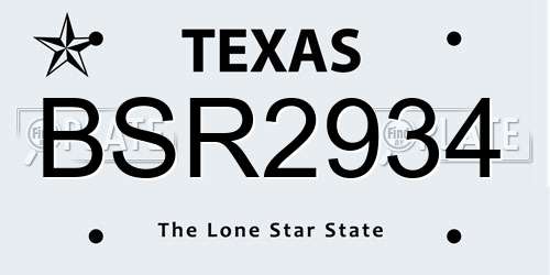 BSR2934 Texas License Plate