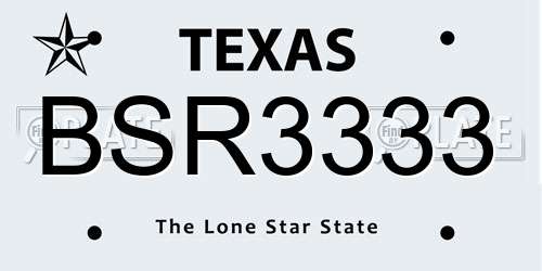 BSR3333 Texas License Plate