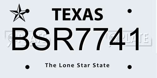 BSR7741 Texas License Plate