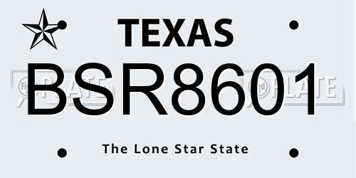 BSR8601 Texas License Plate