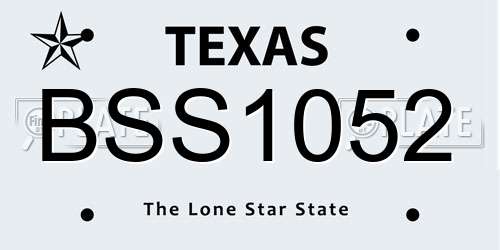 BSS1052 Texas License Plate