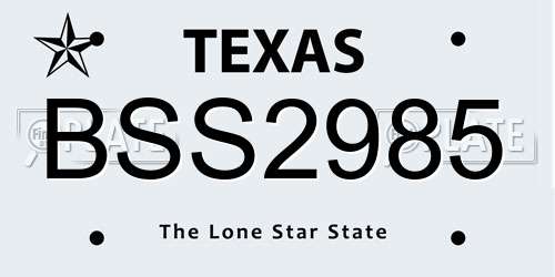 BSS2985 Texas License Plate