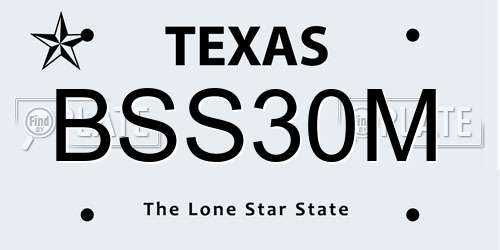 BSS30M Texas License Plate