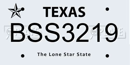 BSS3219 Texas License Plate