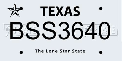 BSS3640 Texas License Plate