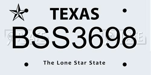 BSS3698 Texas License Plate