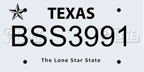 BSS3991 Texas License Plate
