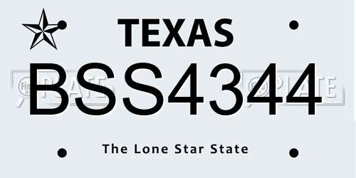 BSS4344 Texas License Plate