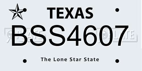 BSS4607 Texas License Plate
