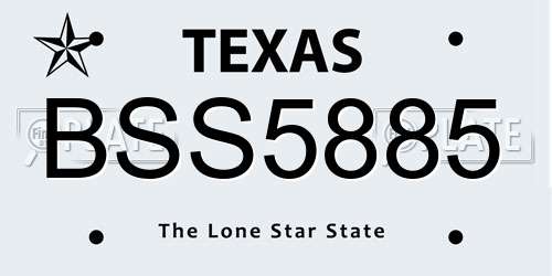 BSS5885 Texas License Plate