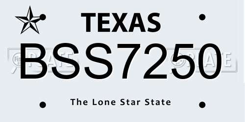 BSS7250 Texas License Plate