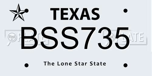 BSS735 Texas License Plate