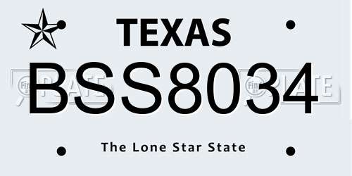 BSS8034 Texas License Plate