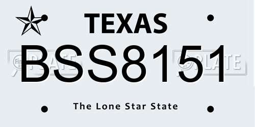 BSS8151 Texas License Plate