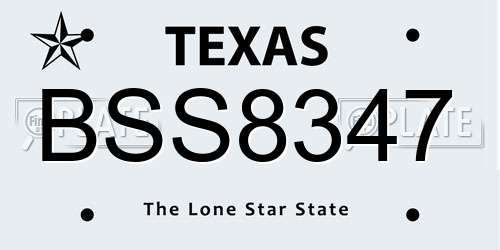 BSS8347 Texas License Plate