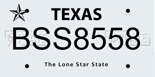 BSS8558 Texas License Plate