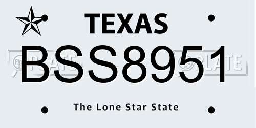 BSS8951 Texas License Plate