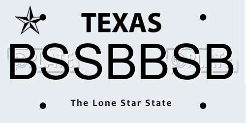 BSSBBSB Texas License Plate
