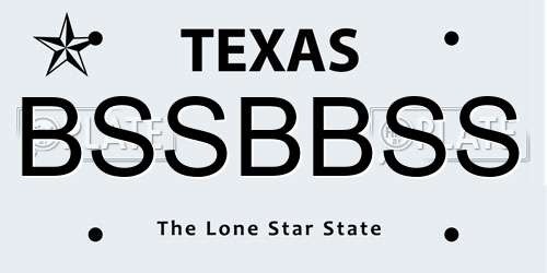 BSSBBSS Texas License Plate