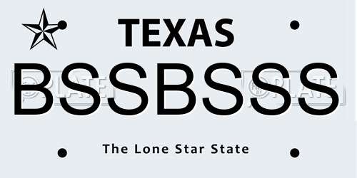 BSSBSSS Texas License Plate