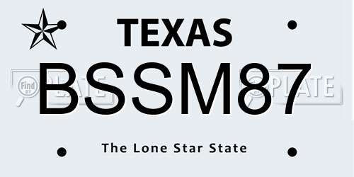 BSSM87 Texas License Plate