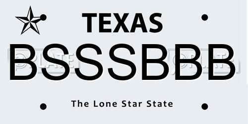 BSSSBBB Texas License Plate