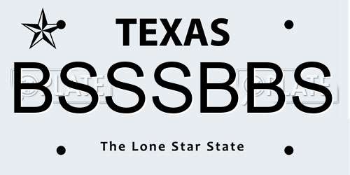 BSSSBBS Texas License Plate