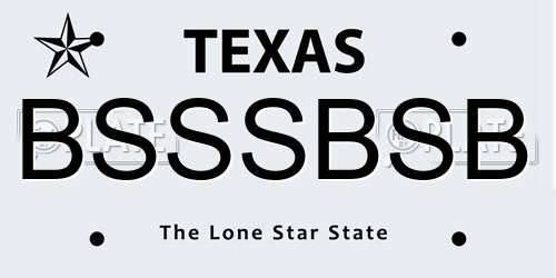 BSSSBSB Texas License Plate
