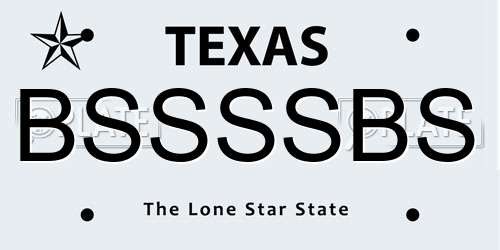 BSSSSBS Texas License Plate