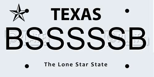 BSSSSSB Texas License Plate