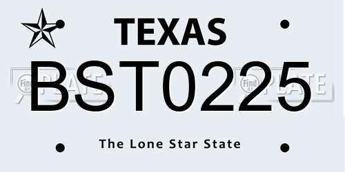 BST0225 Texas License Plate