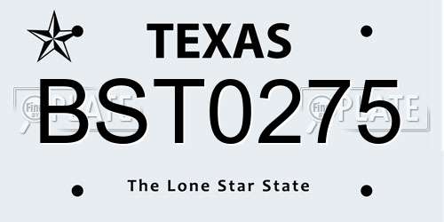 BST0275 Texas License Plate