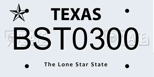 BST0300 Texas License Plate