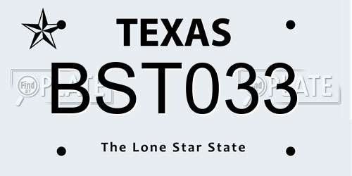 BST033 Texas License Plate