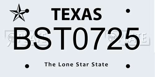 BST0725 Texas License Plate