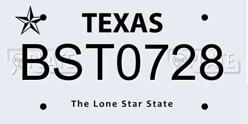 BST0728 Texas License Plate