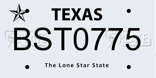 BST0775 Texas License Plate
