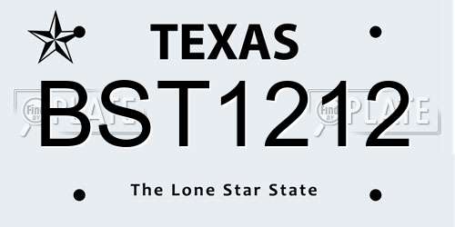 BST1212 Texas License Plate