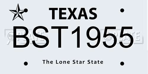 BST1955 Texas License Plate