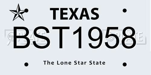 BST1958 Texas License Plate