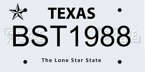 BST1988 Texas License Plate