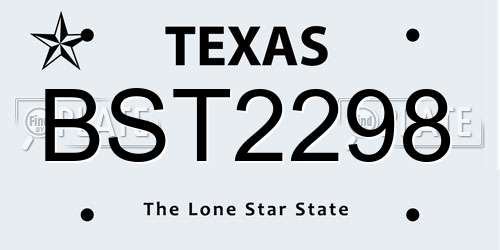 BST2298 Texas License Plate