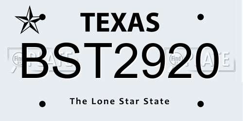 BST2920 Texas License Plate