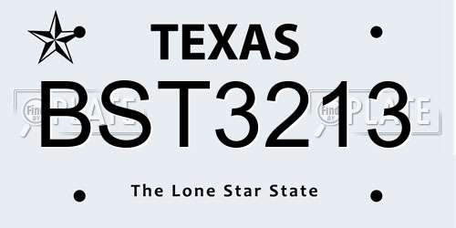 BST3213 Texas License Plate